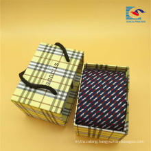 Custom Luxury portable drawer sliding gift tie packaging boxes with handle